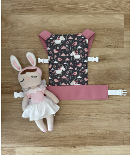 Nosítko pro panenky - jednorožci/tmavorůžová